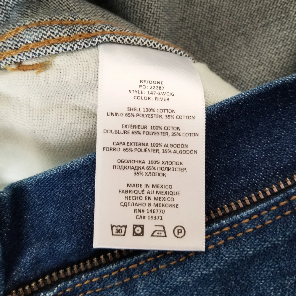 RE/DONE Classic 70's Cigarette Jeans Size 31 Mid Wash Blue - Picture 10 of 13